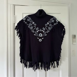 kate spade madison ave collection navy turtleneck sweater poncho size S